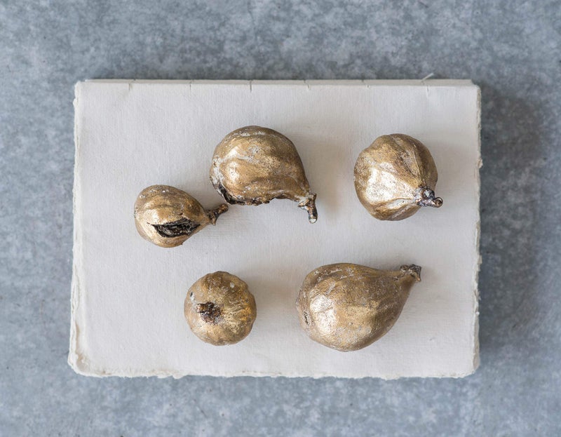Creative Co-Op Resin Figs with Gold Finish (Set of 5 Pieces) - Image 4